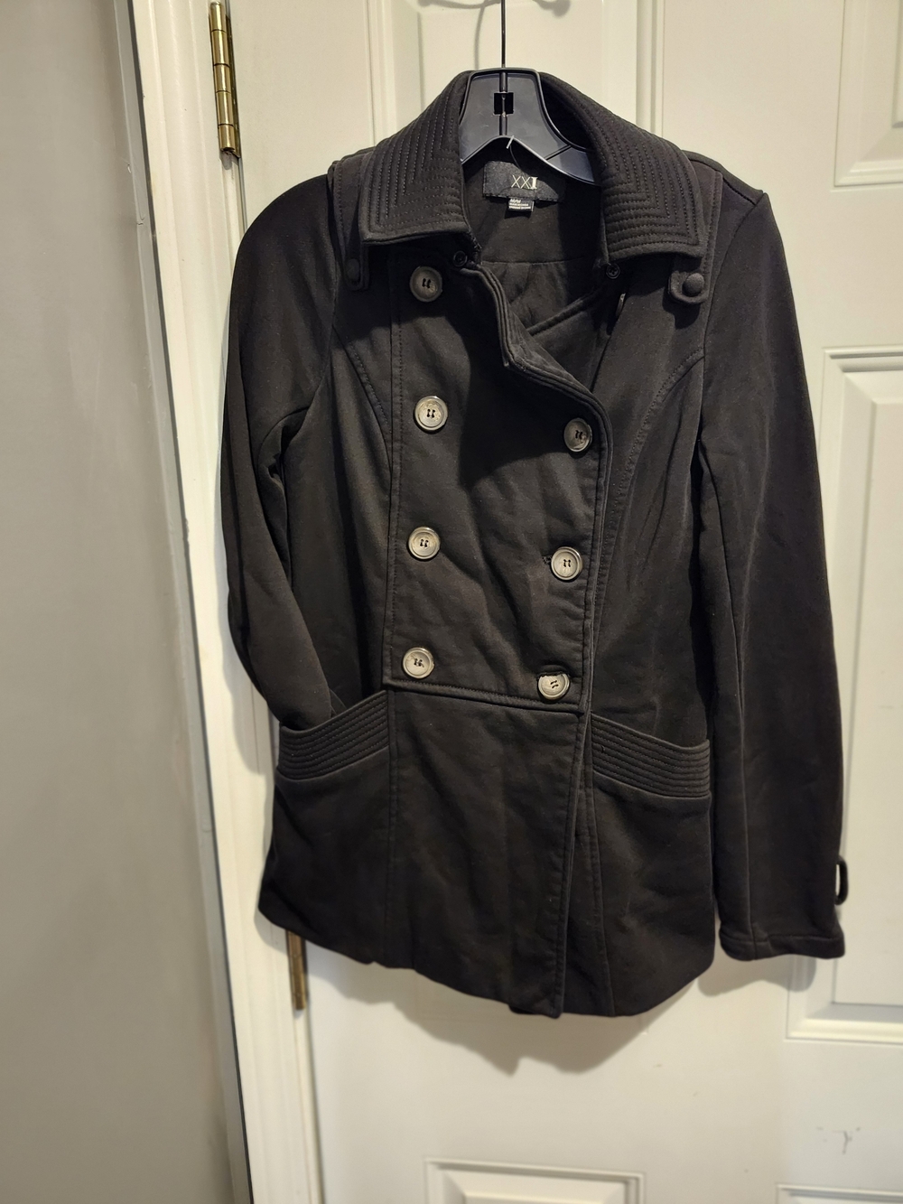 Forever 21 Black Double-Breasted Peacoat